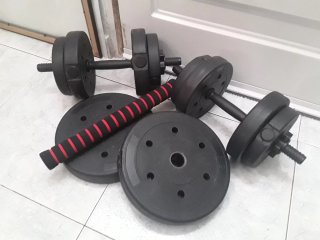 Juego de pesas con barra y discos