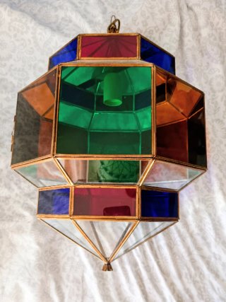 Lámpara colgante de cristal y metal multicolor
