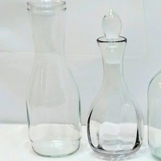 Set di 5 bottiglie di vetro antiche