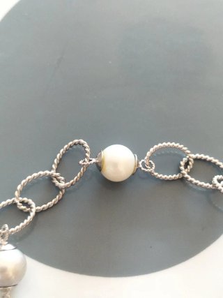Pulsera Plata Chica Perlas Nueva