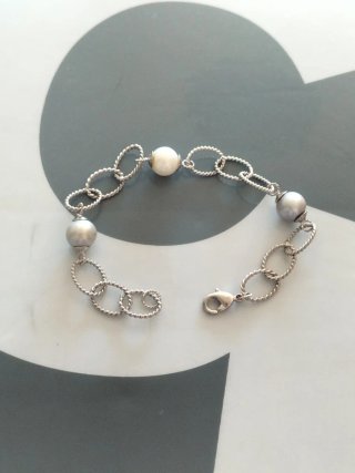 Pulsera Plata Chica Perlas Nueva