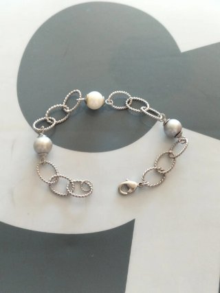 Pulsera Plata Chica Perlas Nueva