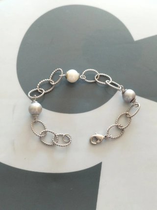 Pulsera Plata Chica Perlas Nueva