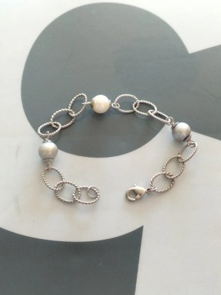 Pulsera Plata Chica Perlas Nueva