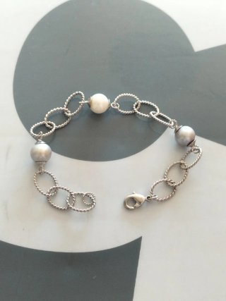 Pulsera Plata Chica Perlas Nueva