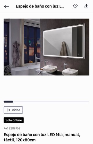 Espejo baño LED 120x80 moderno luz blanca
