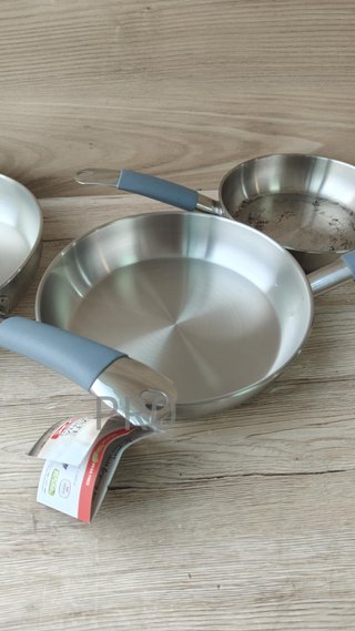Set di padelle 20-24-28 cm, acciaio inossidabile, senza antiaderente
