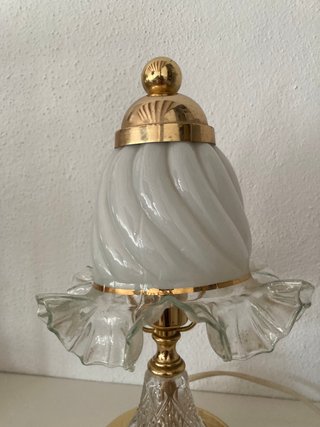 Lámpara sobremesa cristal y bronce