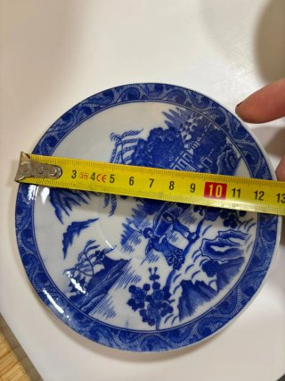 Lote 9 platos porcelana japonesa azul vintage
