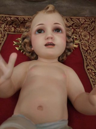 Niño Jesús 32 cm Sello Olot Ojos Cristal