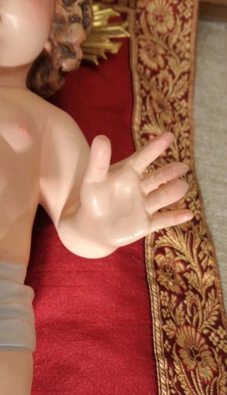 Niño Jesús 32 cm Sello Olot Ojos Cristal