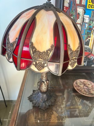 Lámpara Artesanal Vitral Vidrio Metal