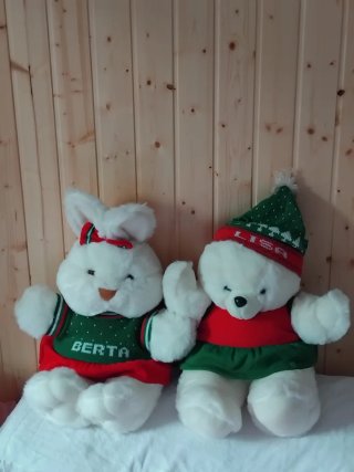 Peluche Osa y Coneja Navideño