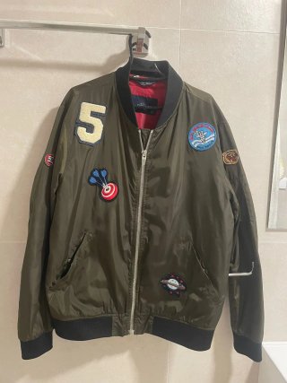 Chaqueta Bomber Zara XL Parches Hombre