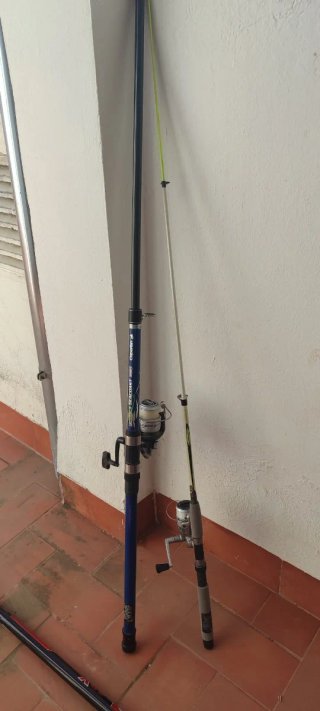 Cañas de pescar con carretes