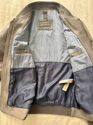 Chaqueta Cuero Massimo Dutti Gris