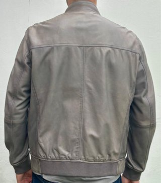 Chaqueta Cuero Massimo Dutti Gris