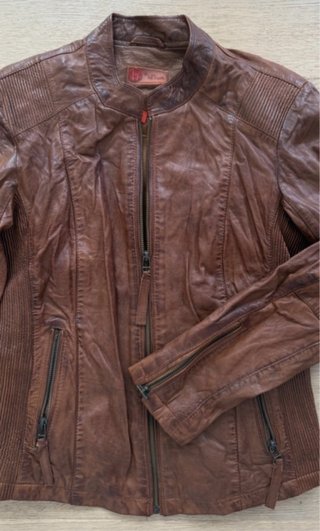 Chaqueta Biker Marrón Cazadora Cuero Piel Camel
