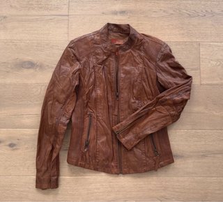 Chaqueta Biker Marrón Cazadora Cuero Piel Camel