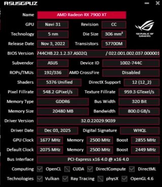 Tarjeta Gráfica AMD Radeon RX 7900 XT ASUS TUF