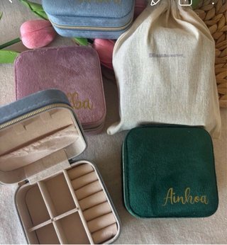 Joyero Olivia verde y rosa