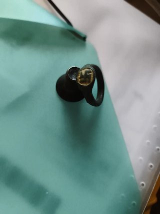 Anillo Curioso. Con chapón con símbolos de esvásti