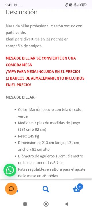 Mesa de billar convertible