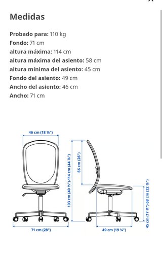 Silla de escritorio Ikea con ruedas