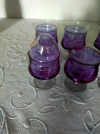 Juego 6 o 12 copas moradas helado/cocktail.