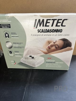 Piumino matrimoniale Imetec, 150 x 160 cm, 2 comandi con 2 livelli di temperatura, tessuto imbottito, lavabile a mano e in lavatrice a 30°, sistema di protezione