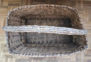 Cesta Mimbre Rectangular Antigua con Asa