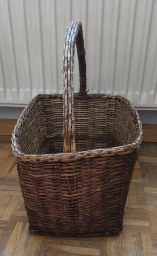 Cesta Mimbre Rectangular Antigua con Asa