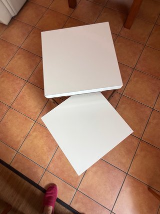 Juego 2 Mesas Auxiliares Blanco y Acero