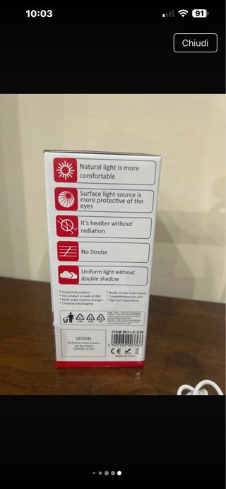 Lampada da scrivania LED LEOVIN ricaricabile