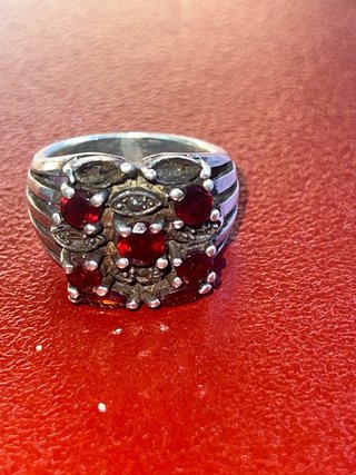 Anillo Vintage Plata Granates