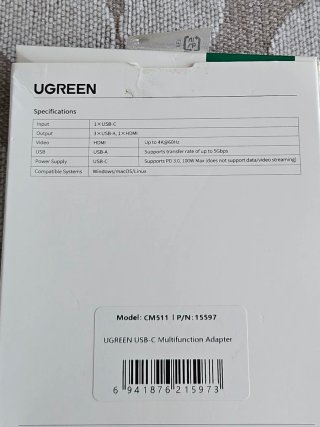 Hub usb UGREEN-C 4K 60FPS 5 en 1
