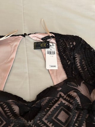 Vestido fiesta Tintoretto negro y beige