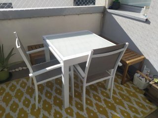 Sillas de exterior aluminio blanco y gris