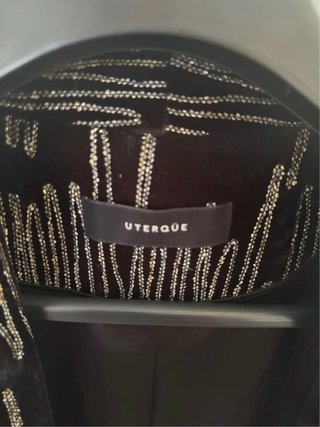 Traje Uterqüe terciopelo negro blazer+pantalón
