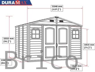 Caseta PVC Woodside 239x324x233 cm - Duramax