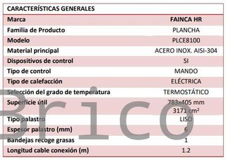 Plancha Eléctrica Acero Laminado Serie 100 - PLCE8100
