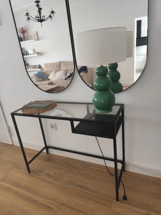 Mesa consola/escritorio cristal y metal
