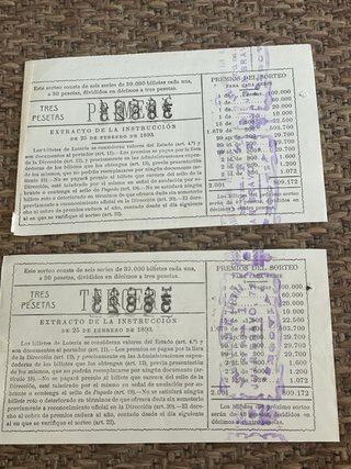 2 décimos Lotería Nacional 1927