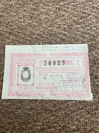 2 décimos Lotería Nacional 1927