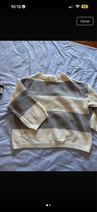 Jersey lana Zara rayas gris y blanco