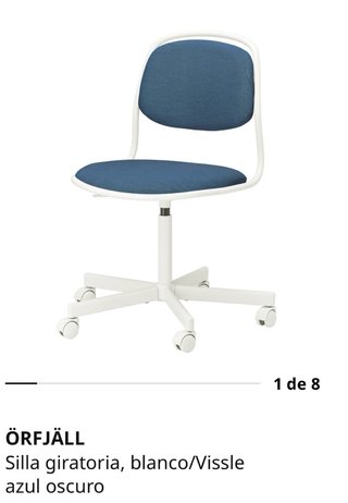 Silla de escritorio giratoria azul y blanca
