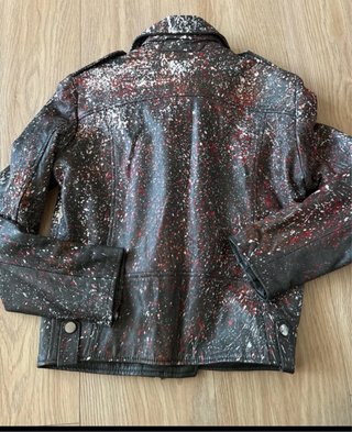 Chaqueta de Piel con Diseño Pintado