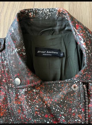 Chaqueta de Piel con Diseño Pintado