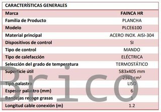 Plancha Eléctrica Acero Laminado Serie 100 - PLCE6100