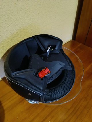 Casco Moto Negro con Visera Transparente talla L